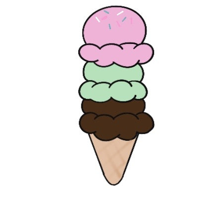 3 scoop ice cream cone clip art